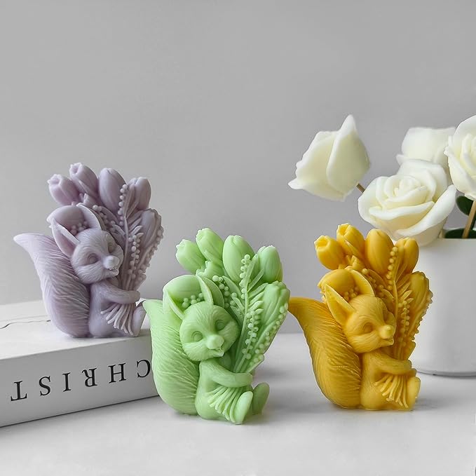 Squirrel Tulip Candle Resin Mold - Resin Casting Silicone Molds for Home Decor & Candle Making Wave Spiral Mold