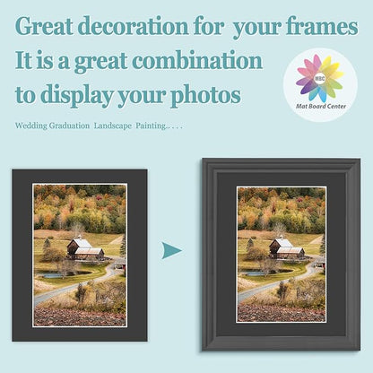 MBC Mat Board Center, 10 Pack 11X14 for 8X12 Black Picture Mats Frame Mattes, Bevel Cut, Acid Free, 4-Ply Thickness