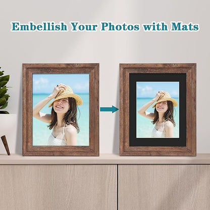 ZBEIVAN 11x14 Black Picture Mats with Core Bevel Cut Frame Mattes for 8.5x11 Pictures - Pack of 5