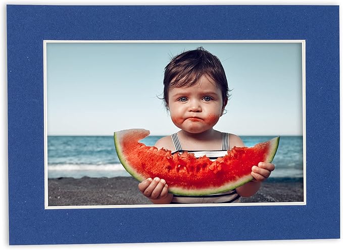 8x10 Mat Bevel Cut for 5x8 Photos - Acid Free Bottle Blue Precut Matboard - For Pictures, Photos, Framing - 4-ply Thickness