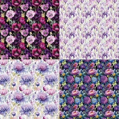 Purple Floral Scrapbook Paper Pad Color Flower Patterned Paper 6×6,24 Sheets Single-Sided Floral Scrapbooking CardStock Papers Pad for Holiday Cardmaking DIY Origami Journaling.