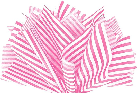 Flexicore Packaging Hot Pink Pin Stripe Print Gift Wrap Tissue Paper Size: 15 Inch X 20 Inch | Count: 10 Sheets | Color: Hot Pink Pin Stripe