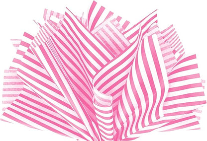 Flexicore Packaging Hot Pink Pin Stripe Print Gift Wrap Tissue Paper Size: 15 Inch X 20 Inch | Count: 50 Sheets | Color: Hot Pink Pin Stripe