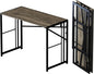 40 inch Folding Desk, Writing Gaming Computer Camping Desk, No Assembly Required Home Office Table, Black Oak