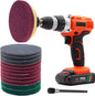 Power Scrub Pads Drill Attachment, GOH DODD 15 Pieces 5 Inch Headlight Restoration Kit Cleaning Kit Scouring Pads with Baker and Universal Shaft for Kitchen, Bathroom, Grout, Carpet, Tub, Grill, Tile