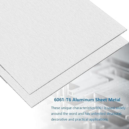 2Pack Aluminum Sheet & Plates 8 x 12 x 1/8 Inch, 6061 Heavy Duty Aluminum Sheets with Protective Film, 3MM Thick Flat Plain Panel Plate Metal Sheet Plate for Crafting Structural Framing Base Plate