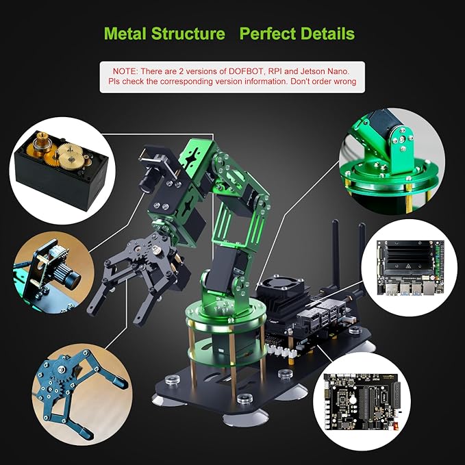 Yahboom Robot Arm for Jetson Nano 4GB 6-DOF AI Robotic Hand for Adults App Controlled ROS Programmable Open Source Robotics with Camera Visual Identity (with Jetson Nano B01)