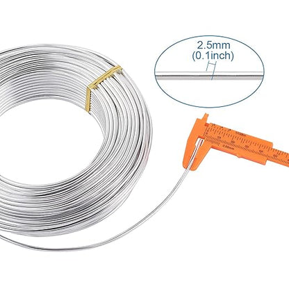 Fashewelry 114 Feet 10 Gauge Aluminum Wire Silver Bendable Metal Craft Wire for Beading Jewelry Craft Making (2.5mm)