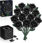 Black Rose Bouquet Building Blocks, Artificial Roses Flowers Botanical Collection Building Set, Gothic Home Decor, Christmas Halloween Birthday Present for Adults Kids Lover