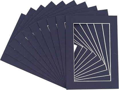 5x7 Mat for 8.5x11 Frame - Precut Mat Board Acid-Free Show Kit with Backing Board, and Clear Bags Navy 5x7 Photo Matte Made to Fit a 8.5x11 Picture Frame Matboard for Framing, Pack of 25 Mats