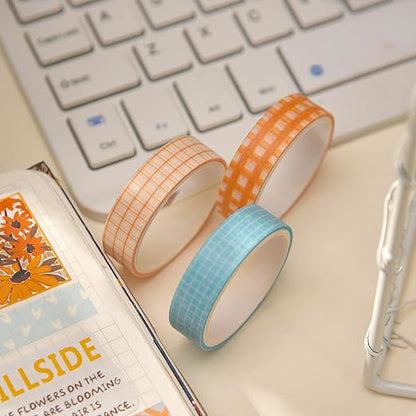 20 Rolls Basic Washi Tape Set Japanese Arts Adhesive Tapes Simple Patterns Decorative Masking Tape Sets for Craft, Kids, Scrapbook, DIY, Gift Wrapping (Style One)