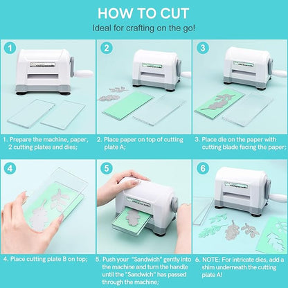 Mini Manual Die Cutting Machine, Portable Die Cut and Embossing Machine for Card Making Scrapbooking Paper Crafting Mini Die Cuts Machine Works with Dies and Folders That Are 3" Wide or Smaller