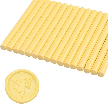 Yoption 15 Pieces Light Yellow Glue Gun Sealing Wax Sticks for Wax Seal Stamp, Great for Wedding Invitations, Envelopes, Cards, Christmas Gift Ideas, Wine Packages (Light Yellow)