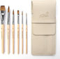 Sable Travel Watercolor Brushes, Fuumuui 6pcs Kolinsky Sable Watercolor Travel Brushes with Short Handles - Detail Liner Pointed Round Flat Wash Mop for Watercolor Gouache Ink Painting