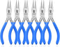 Needle Nose Pliers Set, mshandto 5" Long Nose Pliers for Wire Bending, 6 Pack High Carbon Steel Needle Nose Pliers, Serrated Jaw Pliers for Jewelry Making, Electronics, Object Grasping, Craft Making