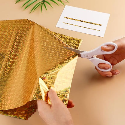 Briartw 20x29cm Hot Foil Paper 50 Sheets Pack Toner Reactive Foil Hot Stamping Foil Paper by Laser Printer and Laminator for Scrapbooking Craft Cardmaking DIY Album (Golden Gemstone, 50 Sheets)