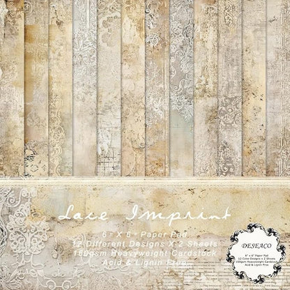 24 Sheets Decorative Scrapbooking Paper Pad 6x6 Craft Paper Single-Side Card Making Supplies for Junk Journal, Origami, Holiday Journaling