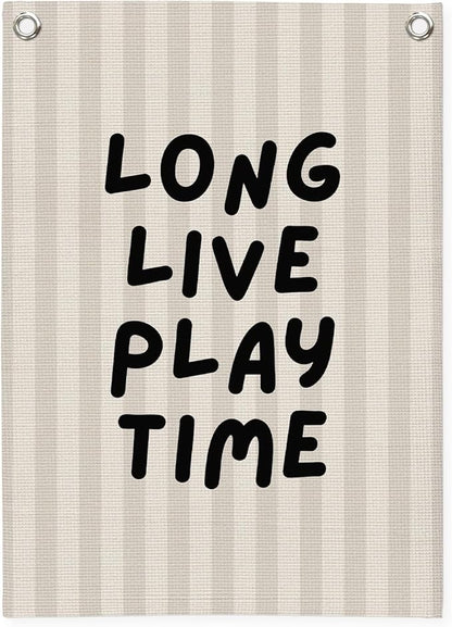 Toddler Boy Room Decor,Long Live Playtime Canvas Banner，Boy Nursery Decor Wall Hanging Banner Flag for Toddler Kids Room Nursery Playroom Bedroom 18x25 Inch