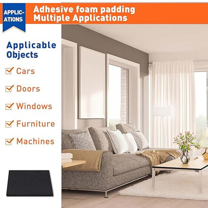 MAGZO 20Pcs Adhesive Foam Padding 1/16 in Thick X 4 in X 4 in,Closed Cell Foam Sheets Neoprene Rubber Self Stick Pads Anti Vibration Pads,Black (4in x 4in x 1/16in, 20Pcs)