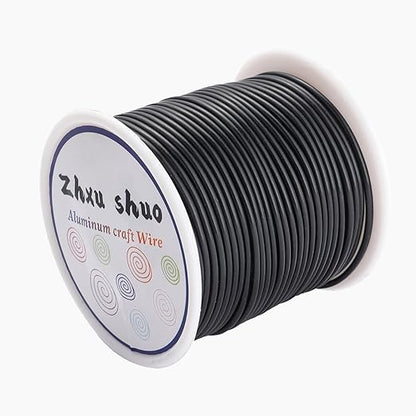 12 Gauge(2mm) Aluminum Wire 35 Yards Anodized Metal Wire for Bonsai Armature Crafting Sculpting Jewelry Craft Making Beading Floral (Black, 12 Gauge)