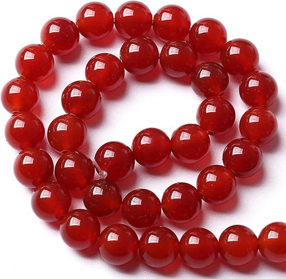 12MM 32pcs Semi-Precious Red Agate Beads Natural Stone Round Loose Beads for Jewelry Making DIY Bracelet Necklace 1 Strands 15"