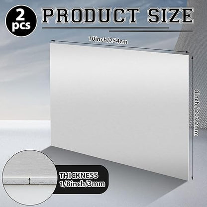 2 Pack 5052 Aluminum Sheet Metal 8" x 10" Aluminum Plate 1/8 (0.125'') Inch Thickness Rectangle Metal Panels for Industry Crafting Handcraft DIY Projects