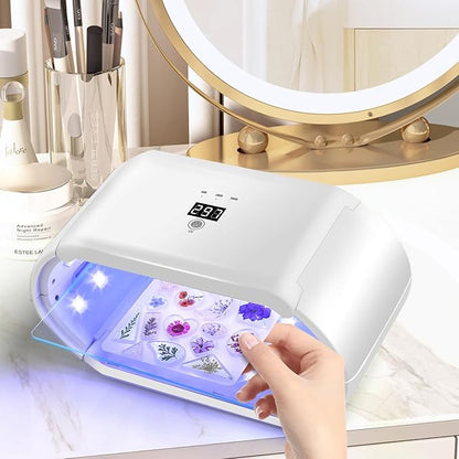 UV Light for Resin - Fast Curing UV Resin Light with Adjustable Time Setting Large Size 48W Two-Sided Portable Foldable UV Lamp with Silicone Mold Gloves