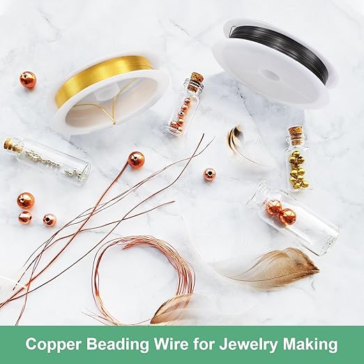 0.2 Mm/32 Gauge Copper Wire for Jewelry Making, 82FT Copper Beading Craft Wire for Jewelry/Weaving/DIY Crafting/Planting, Color-Retaining [25M, Gold Tone]