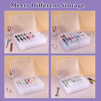 OwnMy 2 Pack 46 Grids Sewing Thread Organizer, Double-Sided Thread Spool Storage and Organizer Boxes, Plastic Embroidery Threads Embroidery Floss Organizers Boxes for Small Toys Cars, Sewing Crafts