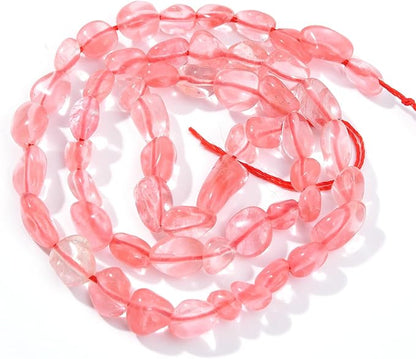 Cherry Quartz Pebble Nugget Oval Free Tumbled Stone 6-8mm Natural Gemstone Loose Beads Approx 15.5 inch for DIY Jewelry Making