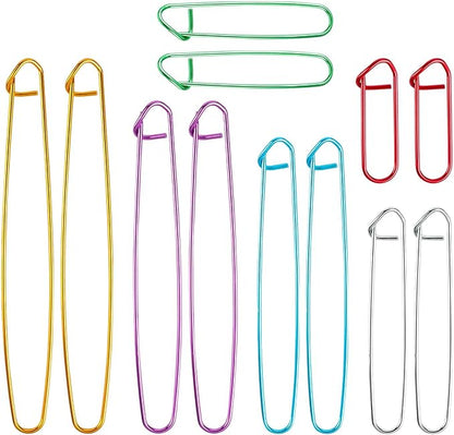 12 PCS Knitting Stitch Holder 6 Size Aluminum Yarn Stitch Holders Stitch Markers for Crocheting Practical Knitting Crochet Tools for Knitting Notions or Crochet