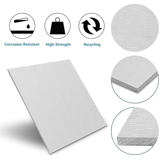 6061 Aluminum Sheet Plate, 12" x 16" x 1/4" Thickness Heavy Duty Aluminum Sheets Plates with Protective Film, Rectangle Aluminum Plate Solid Metal Sheet Plate for DIY Projects Base Plate
