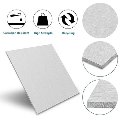6061 Aluminum Sheet Plate, 12" x 16" x 1/4" Thickness Heavy Duty Aluminum Sheets Plates with Protective Film, Rectangle Aluminum Plate Solid Metal Sheet Plate for DIY Projects Base Plate