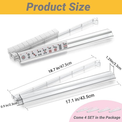 4PCS Mahjong Racks with Pushers,Clear Acrylic American Majiang Tile Racks