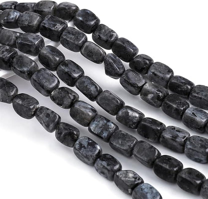 Natural Black Spectrolite Cuboid Stone Loose Semi Gemstone Beads for Jewelry Making 8mmx12mm 38cm/Strand