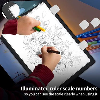 Elice A4 LED Tracing Light Box with 4 Clips, Ultra-Thin Diamond Art Light Board, Bright Light Pad, Lightbox for Tracing and Drawing, Artcraft Light Table for Weeding Vinyl, Diamond Painting, Sketching