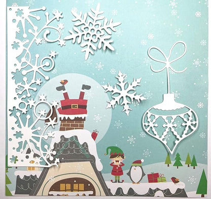 Metal Cutting Dies for Paper Card Making DIY Merry Christams Embossing Stencil Template Scrapbooking Mold Photo Album Arts Crafts Tools (Christmas Snowflake lantern-12x7.5cm)