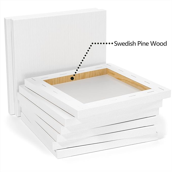 GOTIDEAL Stretched Canvases for Painting, 24x36" Inch Set of 2, Primed White - 100% Cotton Blank Art Large Canvas Boards for Painting for Acrylic Pouring, Oil Paint Dry & Wet Art Media