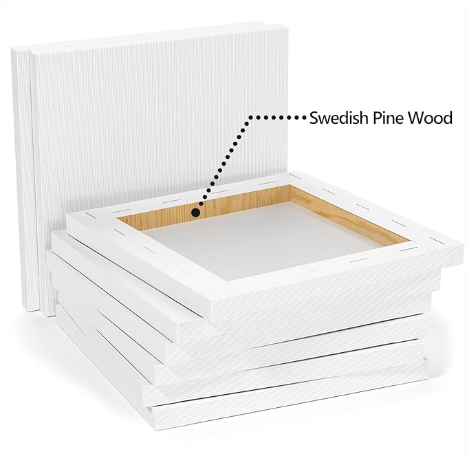 GOTIDEAL Stretched Canvases for Painting, 14x18 Inch Set of 7, Primed White - 100% Cotton Blank Art Canvas Boards for Painting for Acrylic Pouring, Oil Paint Dry & Wet Art Media