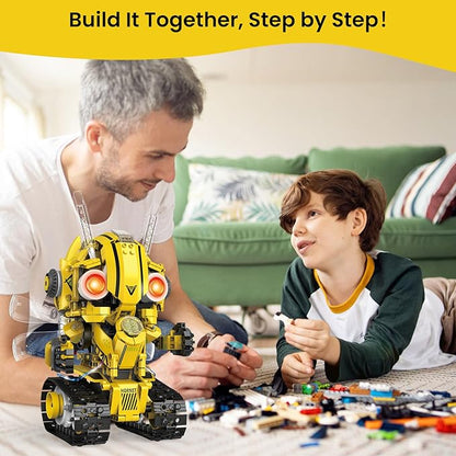 5-in-1 STEM Robot Building Kit for Kids Ages 8-16, Remote & App Controlled, Rechargeable Engineering Learning DIY Coding Toy, Educational Building Blocks Gift for Girls & Boys (673 PCS)