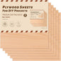 ROBOTIME 6-Pack Laser Wood Sheets 1/8" - 12 x 12 x 1/8 Inch - Oak - 3mm Plywood for Laser Cutting, Laser Engraving Blanks