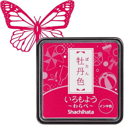 IROMOYO WARABE Stamp PAD, Small Traditional Japanese Ink Colour, Oil-Based Ink pad - Pink
