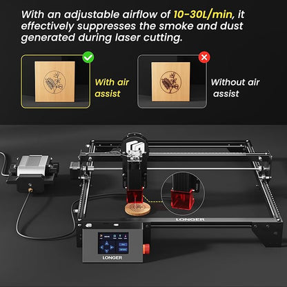 LONGER Laser Engraver Ray5 10000mW Engraver Machine DIY CNC Laser Cutter Tool for Metal Glass Wood Working Area 15.7 "x15.7" with Air Assist Rotary Roller Kit Laser