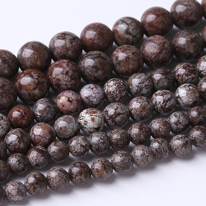 36PCS 10MM Brown Snowflake Stone Beads Energy Healing Beads for DIY Jewelry Bracelet Necklace Making for Jewelry Making 15Inch