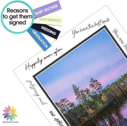 Mat Board Center, Double Mat - Acid Free, 8-ply Thickness, White Core - for Pictures, Photos, Framing (White Over Black, 11x14 for 8.5x11, Pack of 5)