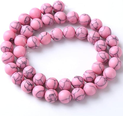 90pcs 4mm Pink Turquoise Beads Natural Stone Round Loose Spacer Beads for Jewelry Making DIY Bracelet Necklace 1 Strand 15.5inch