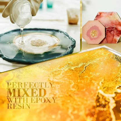 24K Gold Mica Powder Epoxy Resin, 100g/3.5oz Sealed Bag – TECHAROOZ Color Pigment for Lip Gloss, Soap Colorant for Soap Making, Gold Powder for Kintsugi Pottery, Metallic Epoxy, Slime Dye