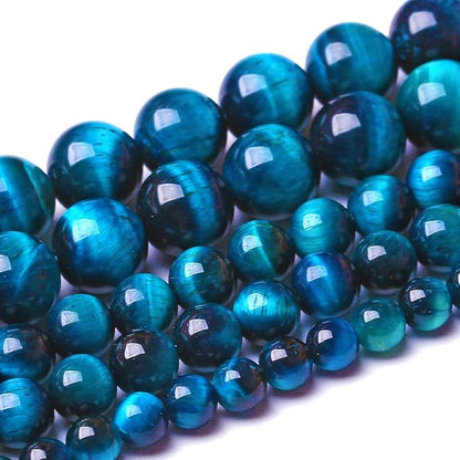 6MM 120pcs Natural Royal Blue Tiger Eye Stone Energy Healing Beads Round Loose Beads for Jewelry Making Bracelet 2 Strands 32"