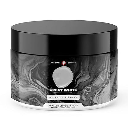 Spartan Epoxies Metallic Pigment Powder for Epoxy - 30 Unique Colors, 4oz for 1 Gallon and 12oz for 3 Gallons of Clear Epoxy, Made in the USA (Great White, 12oz (135 Grams))