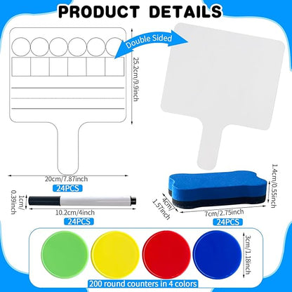 24 Pack Phonemic Awareness Dry Erase Board 8" x 10" Double Sided Handheld Answer Board Speech Therapy Phonemic Awareness Phonics Games Preschool Kindergarten Classroom Must Have
